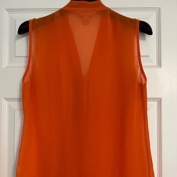 Banana Republic Woman's Size Large/Orange Sheer, Sleeveless Top/Button Front - Picture 5 of 5